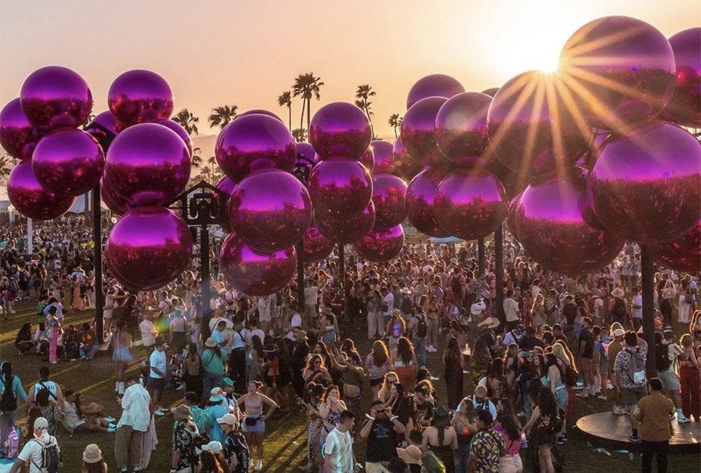 Coachella stage with art