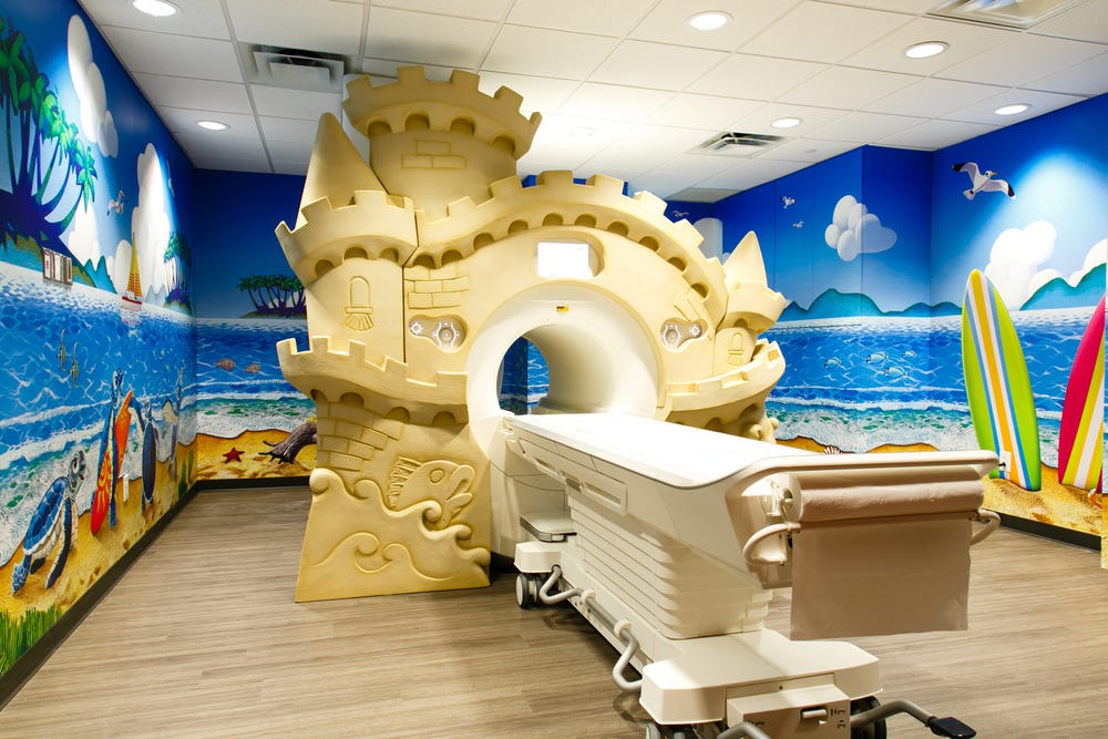 An example of the creative effort and great resources that some hospitals are dedicating to improving the patient experience. Source: Character Farms - Catch a Wave! MRI