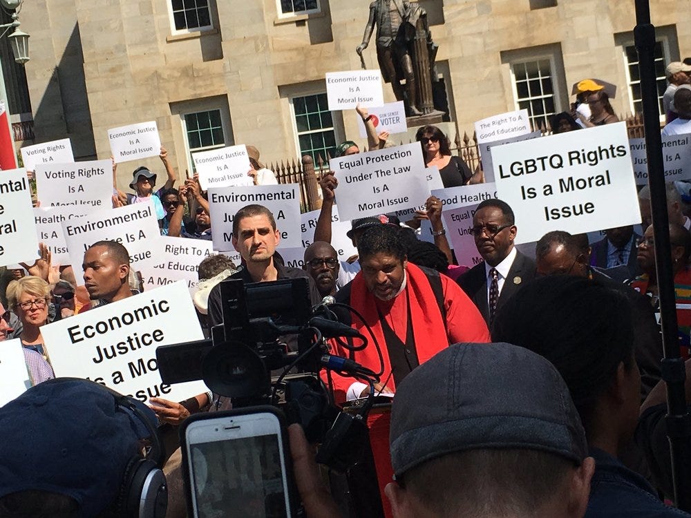 Rev. Dr. William J. Barber addresses clergy, activists, advocates, and people impacted by extremism, during the Sept. 12 