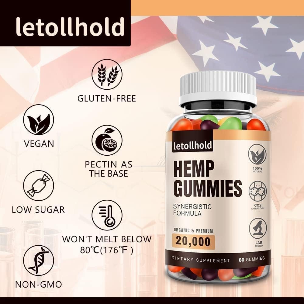 Organic Hemp Gummies Edibles Gummy Advanced Extra Strength High Potency Made with Natural Hemp Oil Adults Low Sugar Supplements Made in USA (1-Pack)