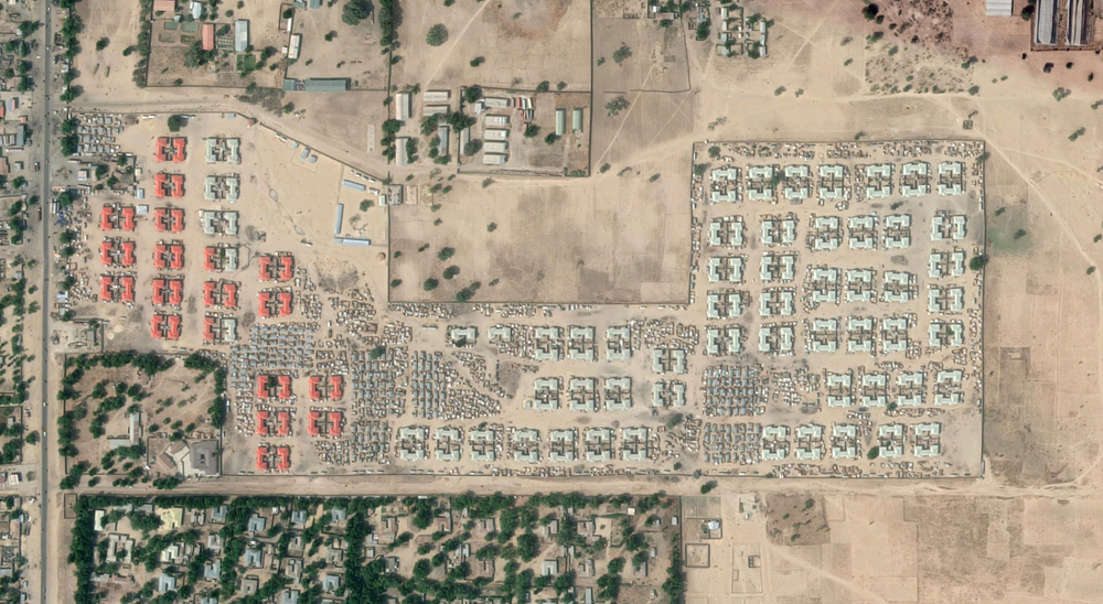 Google Earth view of a large IDP camp in Maiduguri, Nigeria.