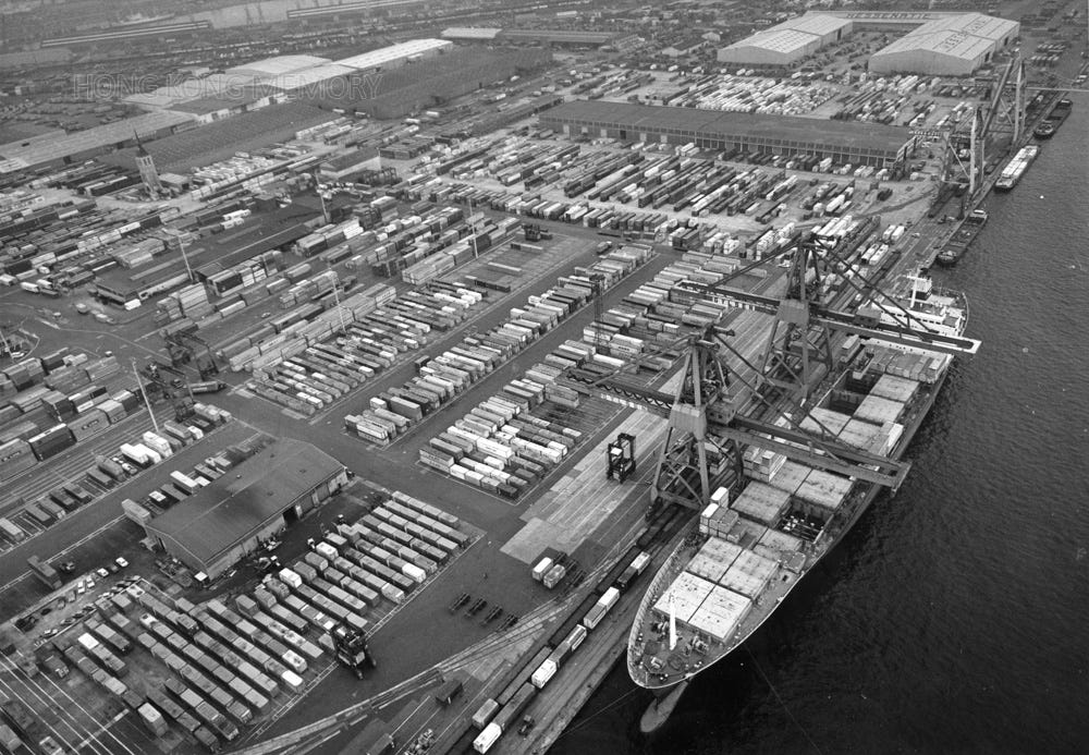 約1980年代的葵涌貨櫃碼頭