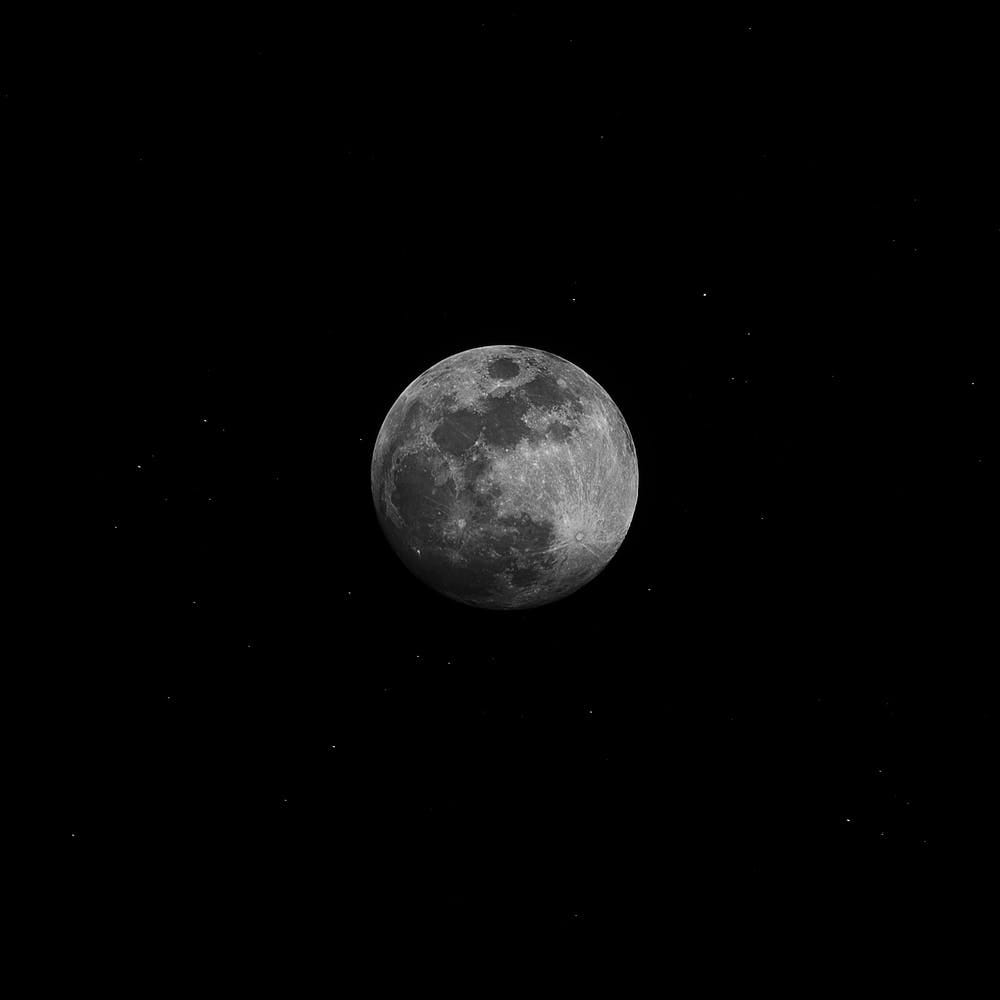 Moon, The moon on a dark night sky background.