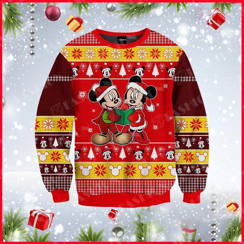 Mickey And Minnie Mouse Santa Custom Ugly Christmas Sweaters