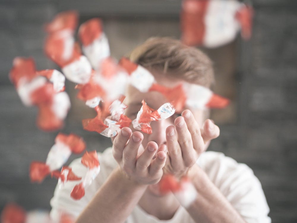 kinder Schoko-Bons wrappers in display, food marketing