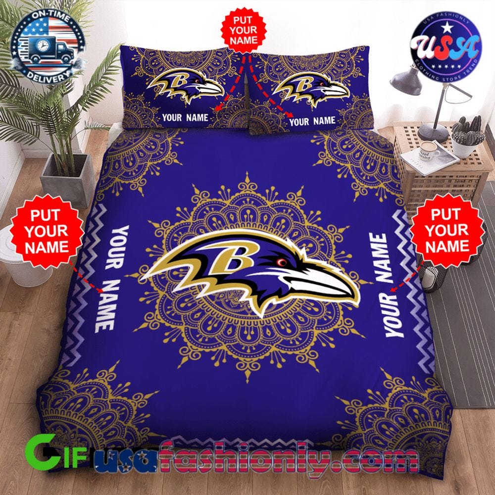 Personalized Baltimore Ravens NFL Bedding Set