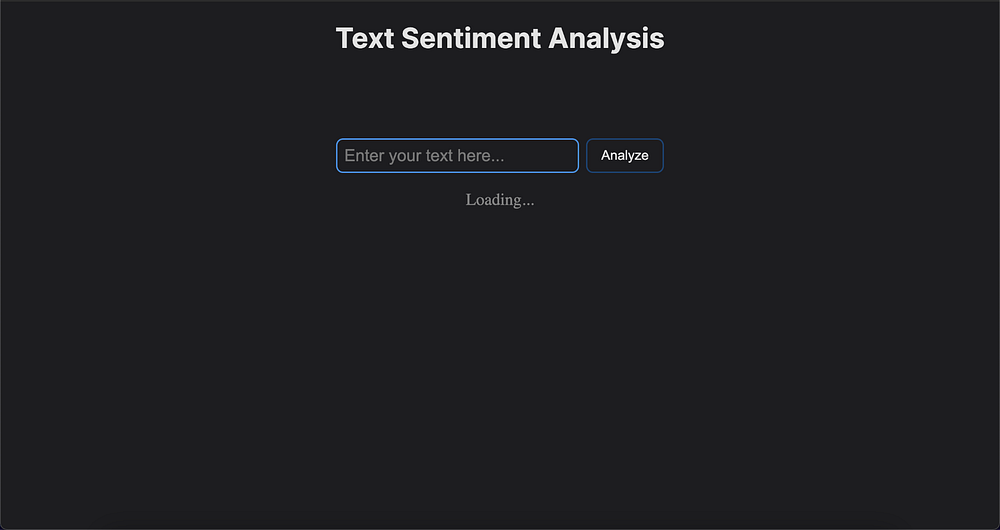 homepage of text sentiment analysis application