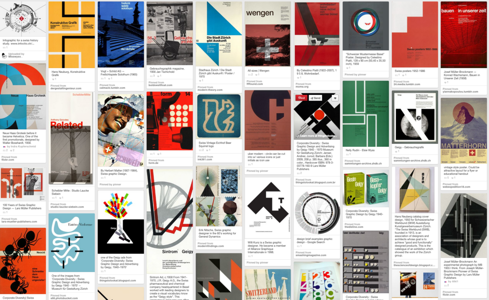 Examples of posters designed in the Swiss style