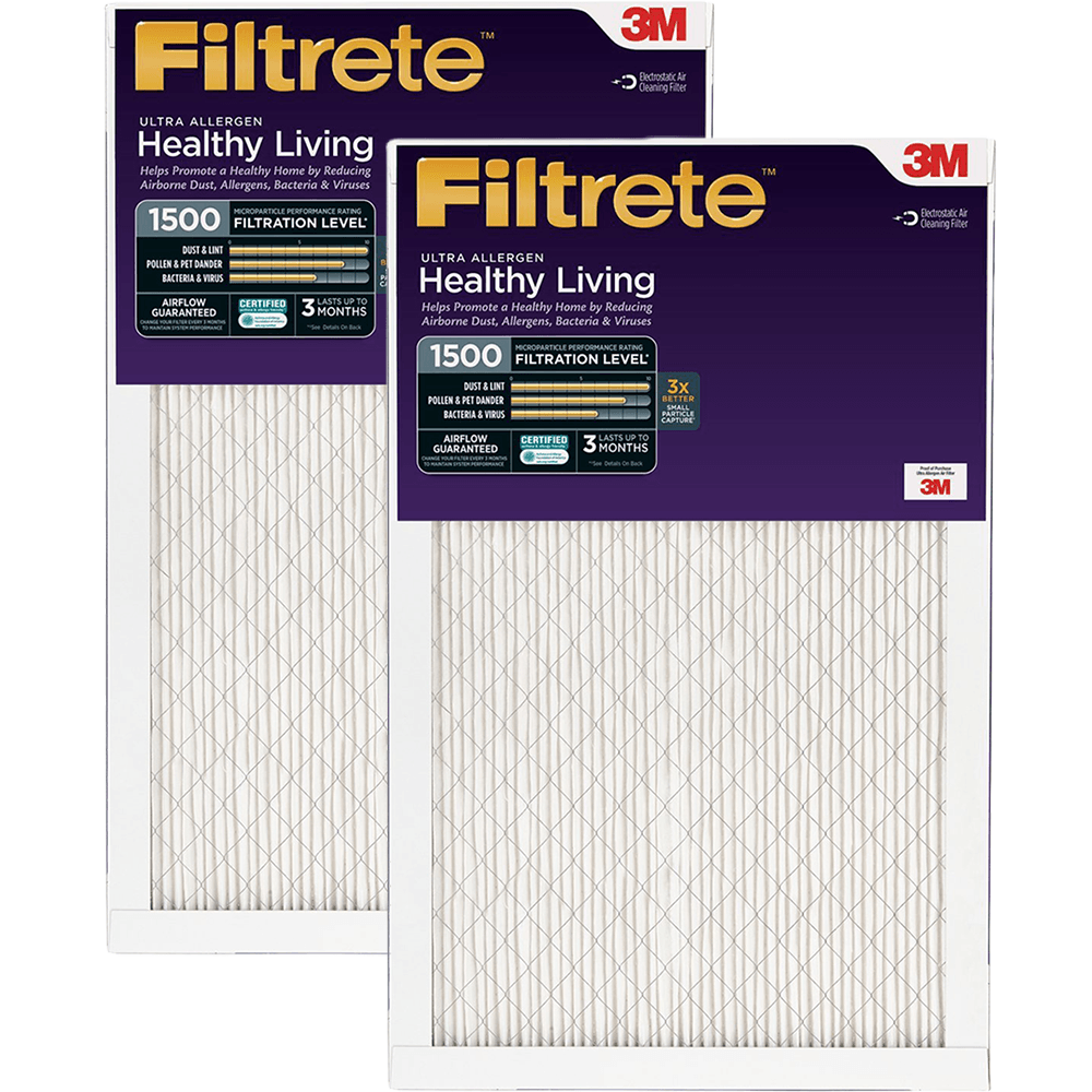 3M Filtrete Healthy Living 1500 MPR Ultra Allergen Reduction Filters, 1 Inch