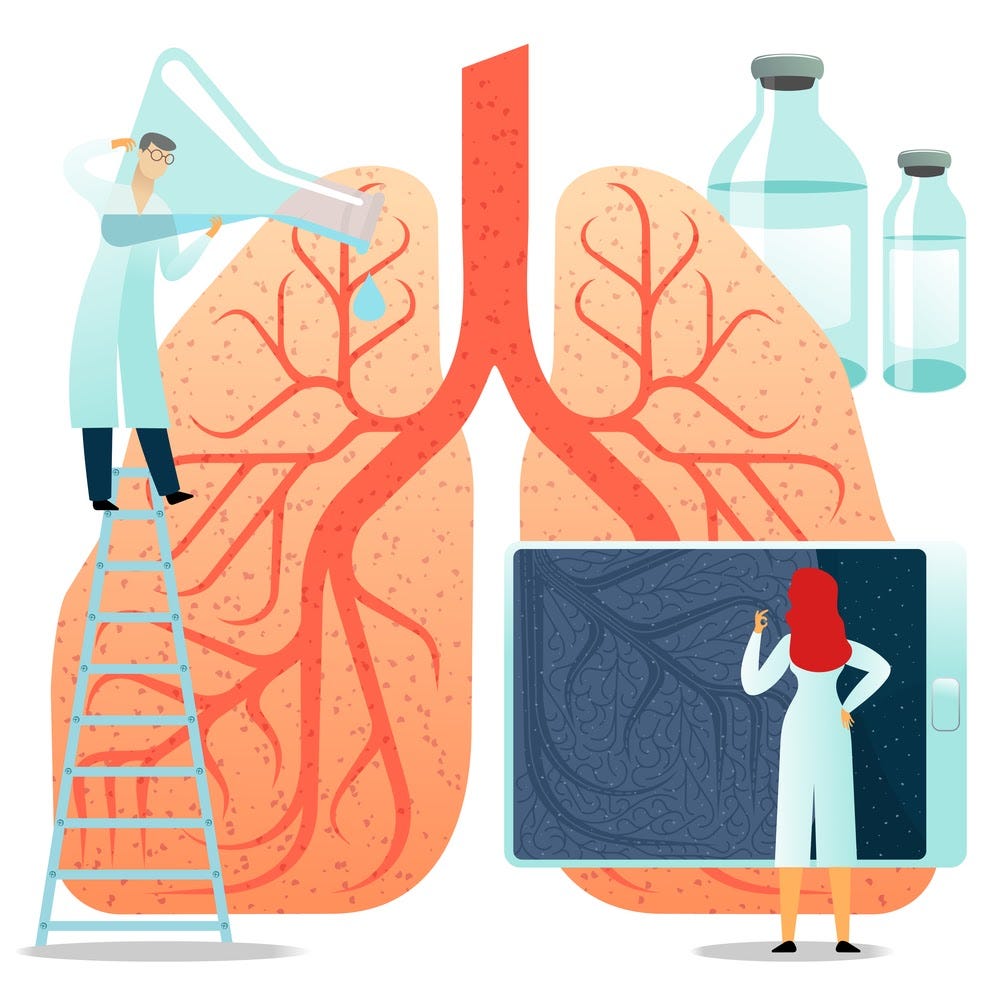 Scientists working on lungs to illustrate breathwork science.