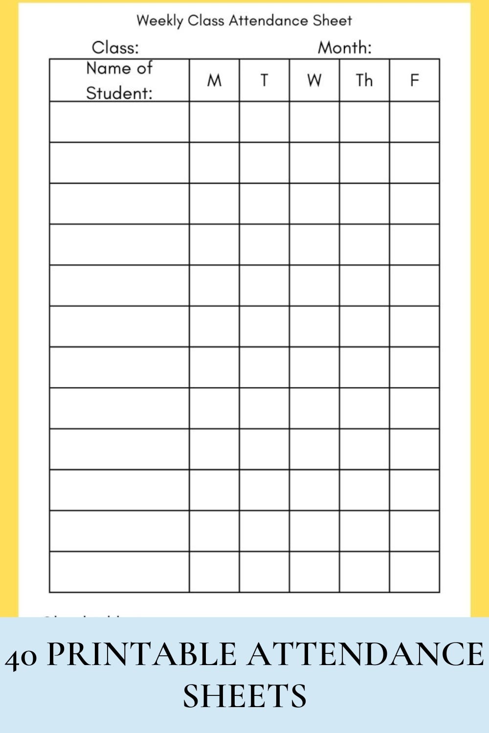 40 Free Printable Attendance Sheets