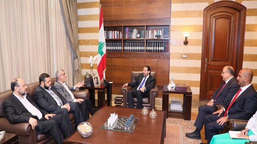 Los líderes de HAMAS se reunieron con el primer ministro libanés Saad Hariri para discutir la cuestión de los permisos de trabajo. (Foto: Al Yazira)