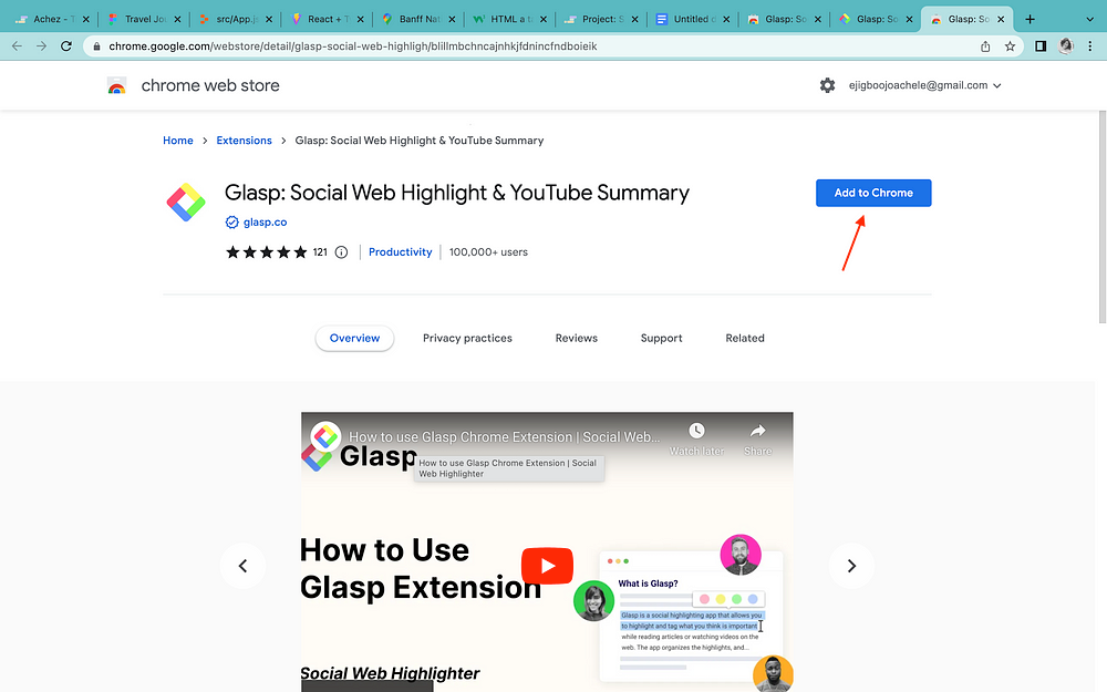 A button to add Glasp to Chrome