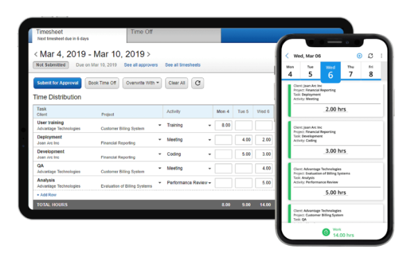 Replicon’s user-friendly timesheet interface