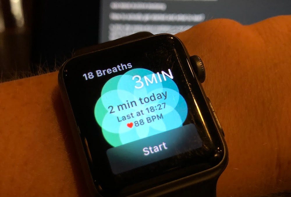 Picture of my apple watch showing the meditation app