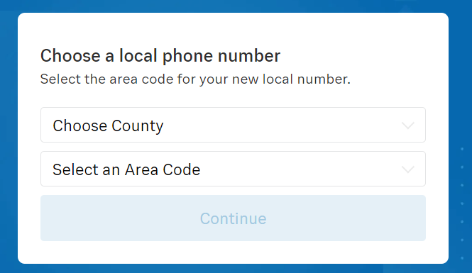 Choose Country and Area Code