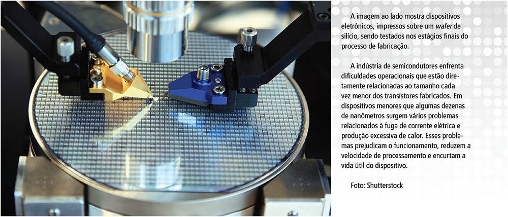 Dispositivos eletrônicos impressos sobre um wafer de silício.