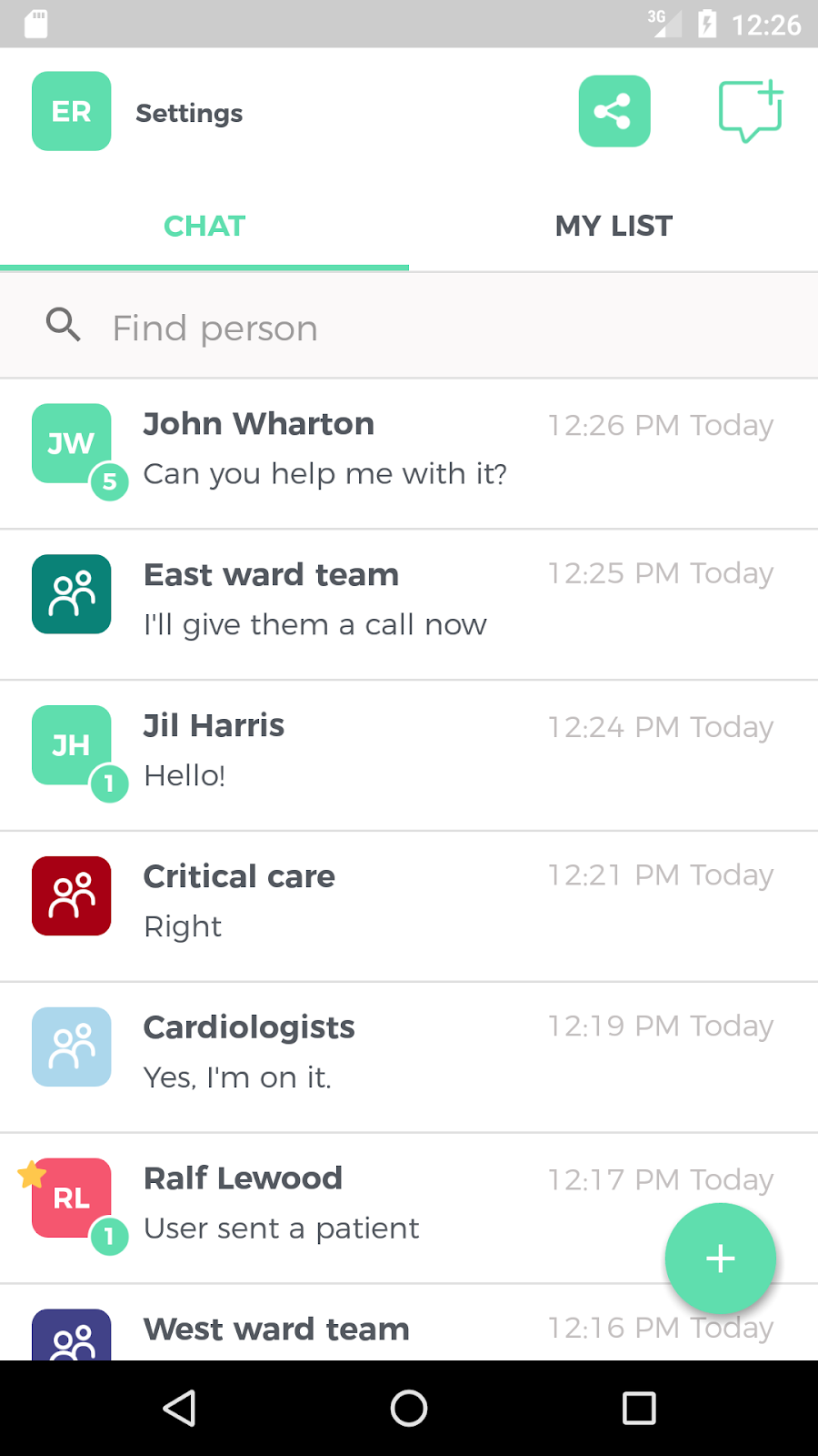 XMPP-based chat - inbox screen