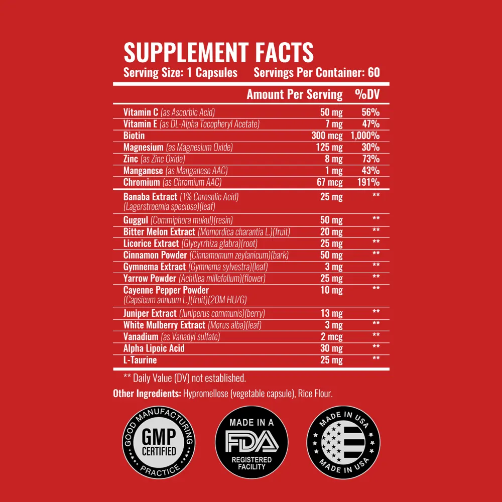 Blood Sugar Ultra Advanced Formula Supplement Facts