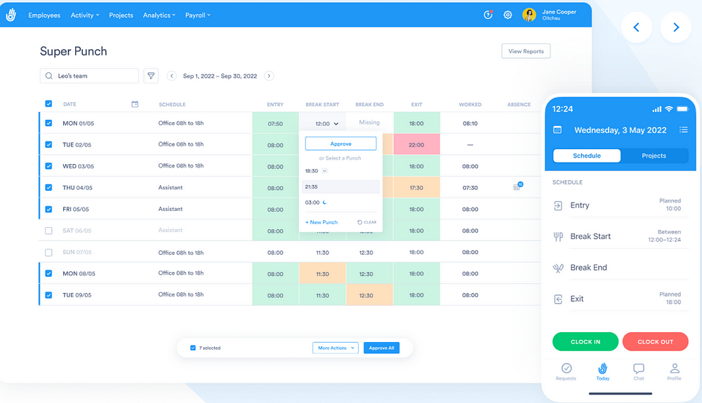 Day.io timesheet - best time keeping app for employees