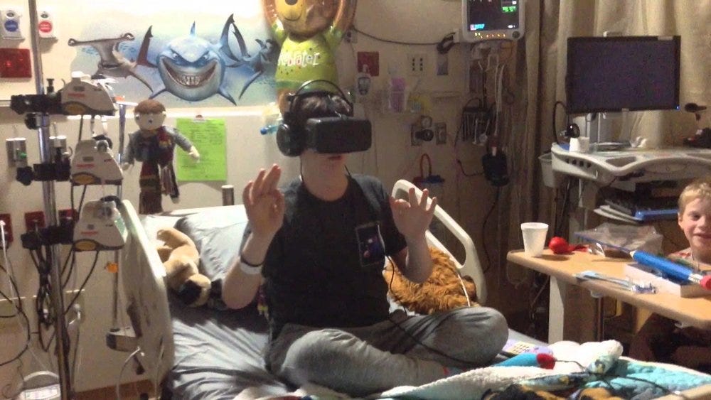 Patient using VR in their room. Photo: C.S. Mott Children's Hospital