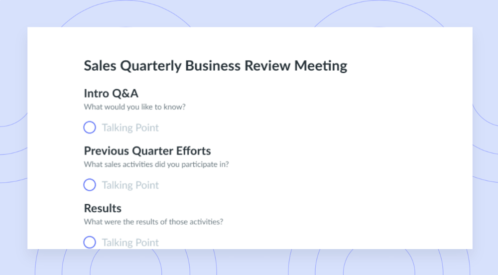 Quarterly Business Review meeting template for sales teams