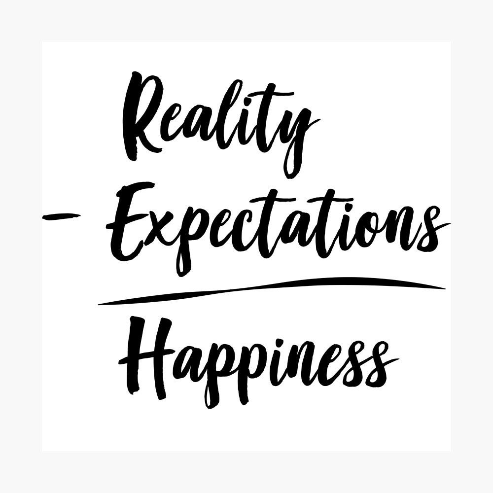 relation between expectation, reality and happiness