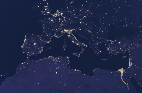 Night sky image seen through Google Earth Engine