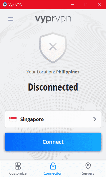 Connecting to Singapore servers with VyprVPN