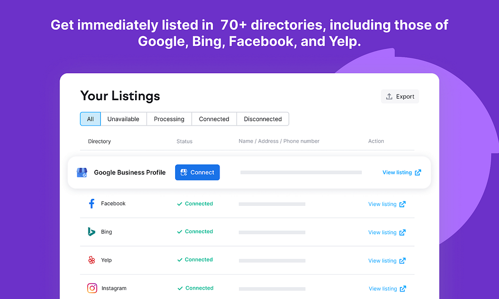 Get listed in 70+ directories