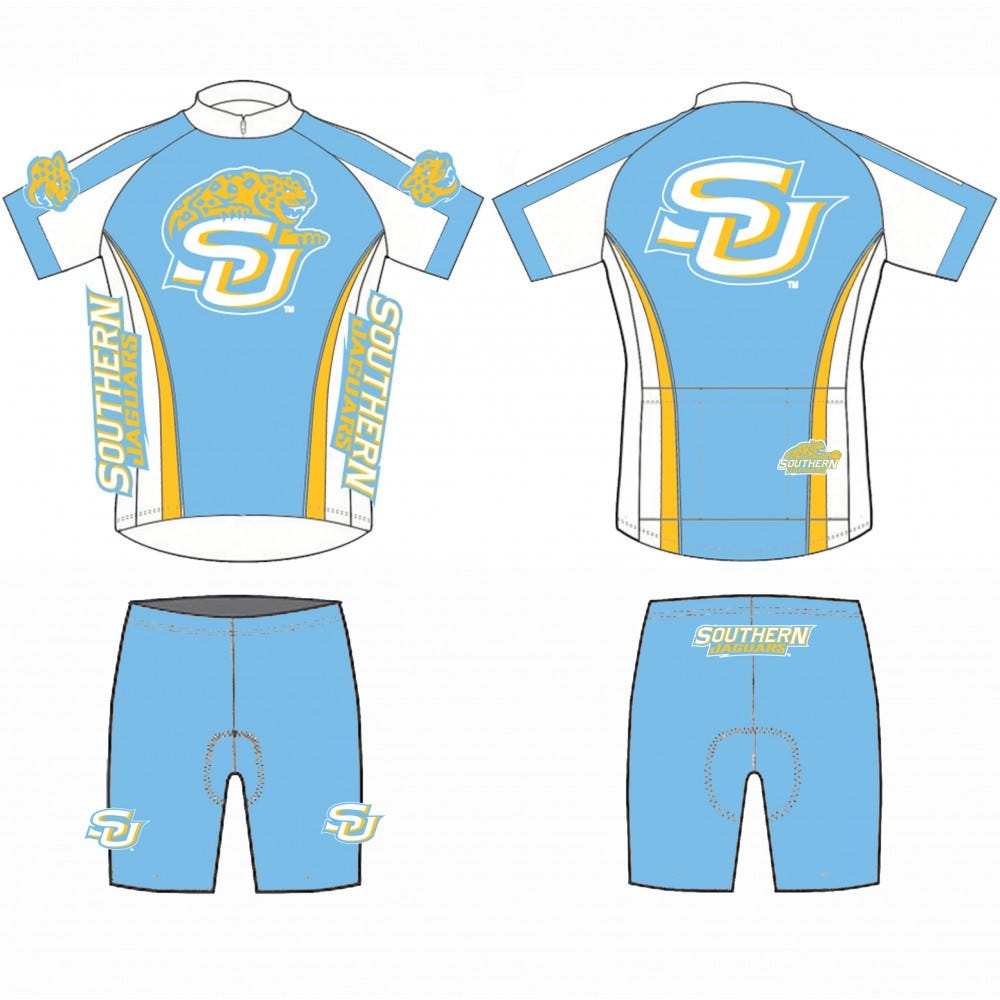 NCAA SU Southern University Jaguars Cycling Jersey And (Bib) Shorts