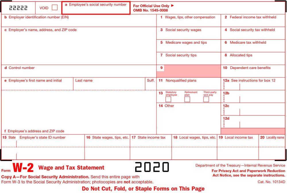 E-file Form W2 for the tax year 2020