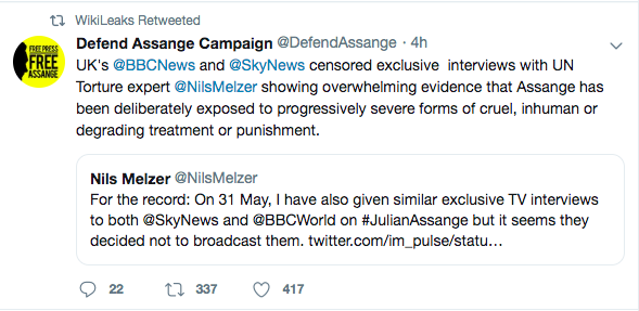 BBC, Sky News Have Hidden Their Interviews With UN Expert On The Torture Of Assange