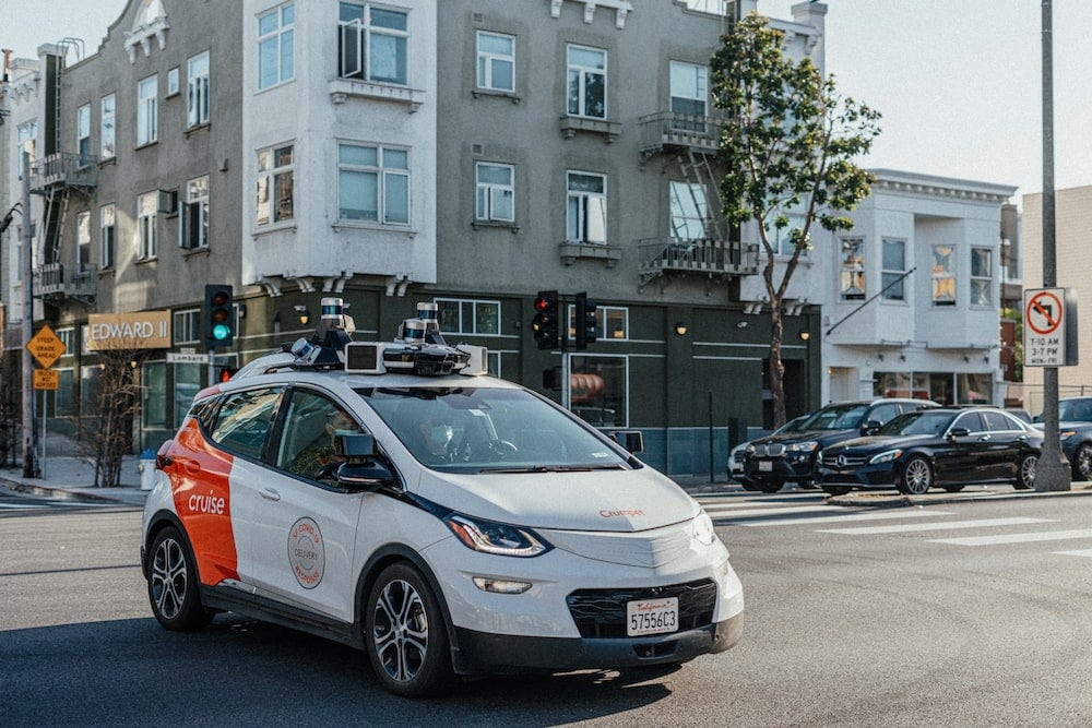 An autonomous vehicle self-driving in San Francisco. (Source: Unsplash}