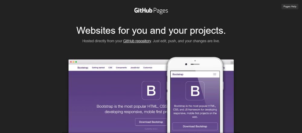 Github pages front page