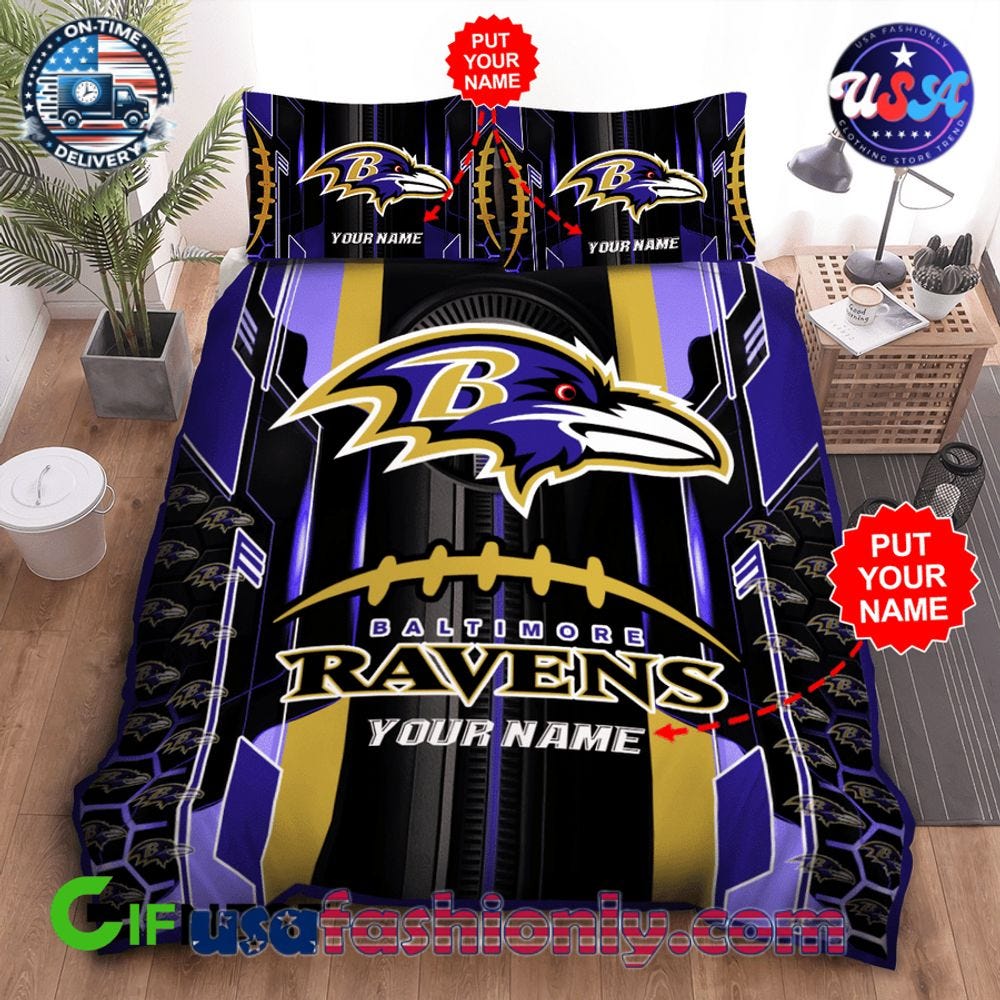 Personalized NFL Baltimore Ravens Bedding Set