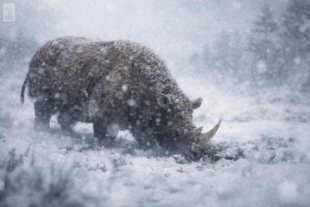 Woolly rhino in wolf’s stomach Woolly rhino in wolf’s stomach