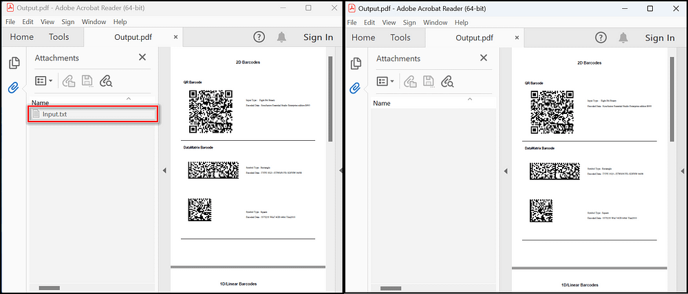 Removing attachments from a PDF document