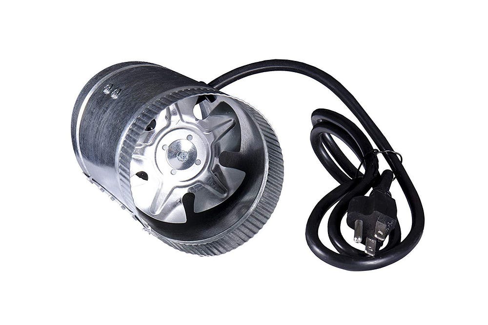 iPower 4 inch 100 CFM Booster Fan Inline Duct Vent Blower with Variable Speed Controller Adjuster, Intake 5.5' Grounded Power Cord for HVAC Exhaust, L