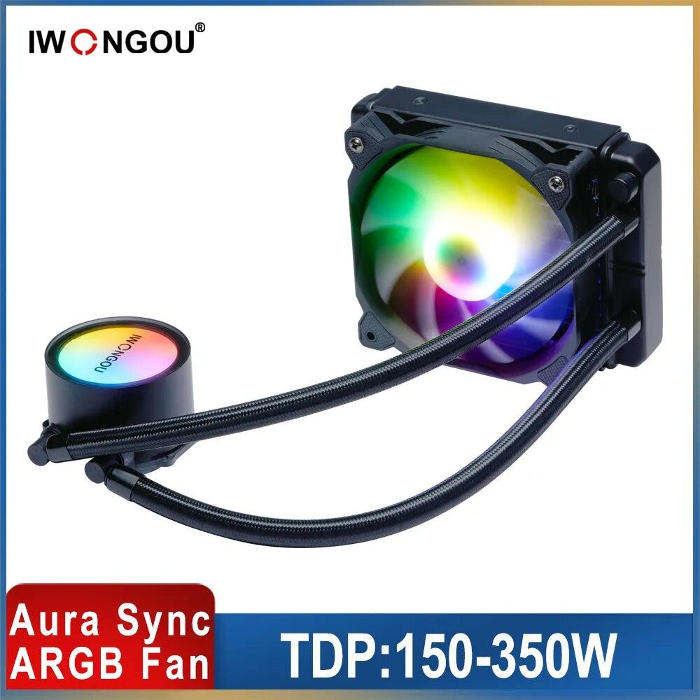IWONGOU Water Coole 120mm 4pin RGB ARGB Cooler Fan 240mm White Black Rgb X79 X99 Processor Cooler Liquid Cooling for Intel AMD