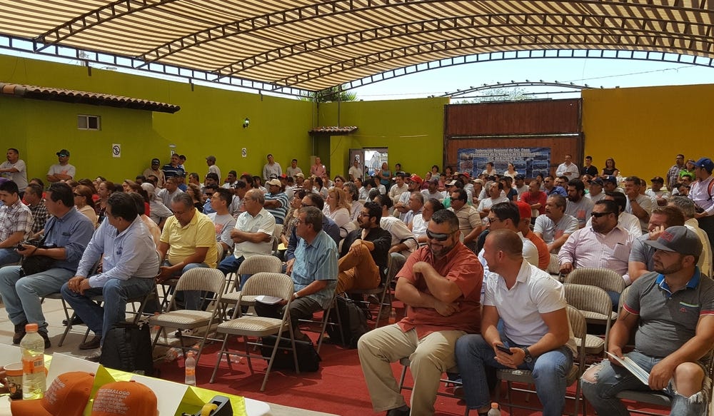 Meeting in Santa Clara on May 20, 2016.  Over 200 people including fishermen from Santa Clara, Puerto Peñasco and San Felipe, as well as other community members belonging to the fishing industry attended with 16 guests representing government, CIRVA, NGOs and scientists. Photo: Catalina Lopez.