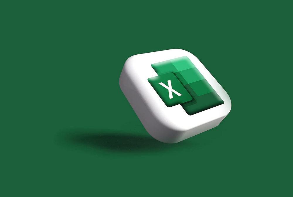 a 3d microsoft excel icon on a green background