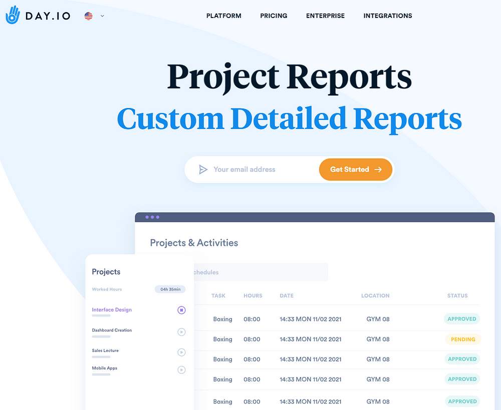 Day.io Project Reports