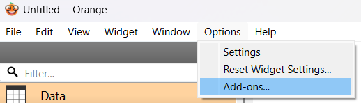 Orange Data Mining: Install the Textable Add-On