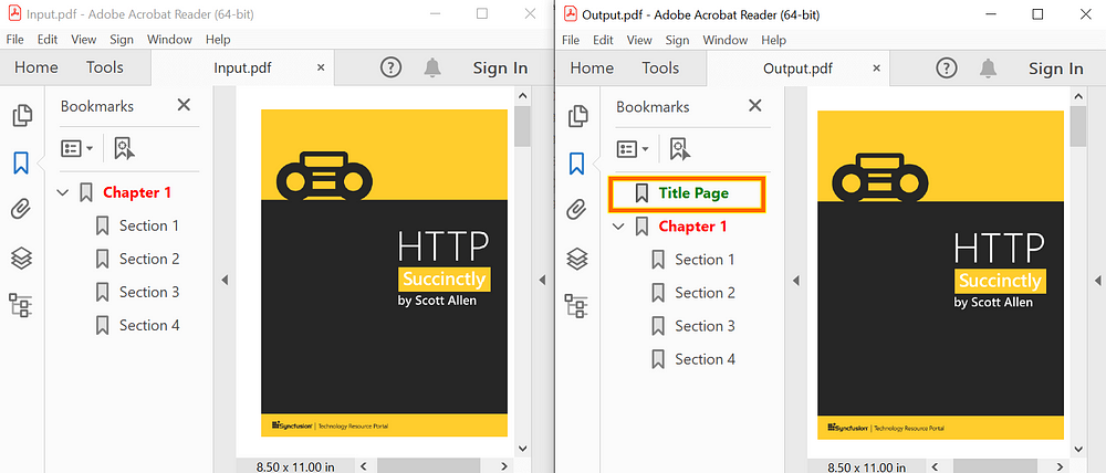 Add bookmarks to an existing bookmark collection in a PDF