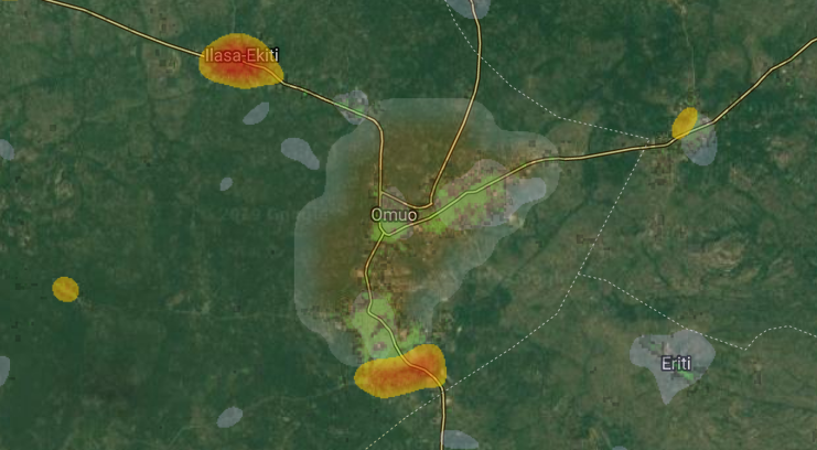 heatmap of Omuo, Ekiti