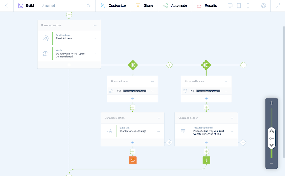 The Tripetto visual builder.