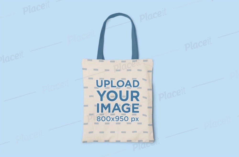 mockup of a sublimated canvas bag on a plain surface