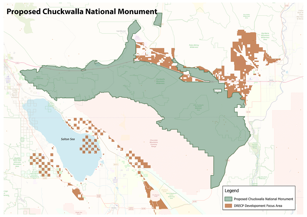 map of chuckwalla boundaries with DRECP areas