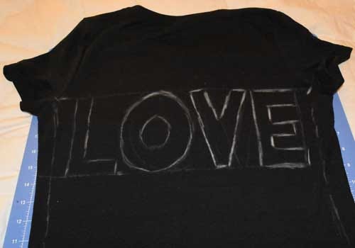 Another awesome Valentine's Day refashion t-shirt with the word "LOVE" cut out with red lace. Simple step-by-step DIY sewing tutorial. Upcycle! Fashionista!